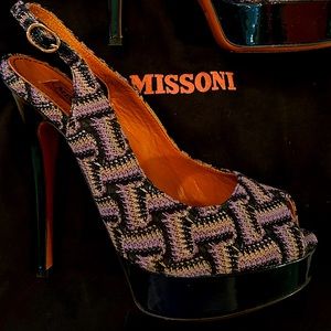 Missoni of Italy sling back stiletto heels